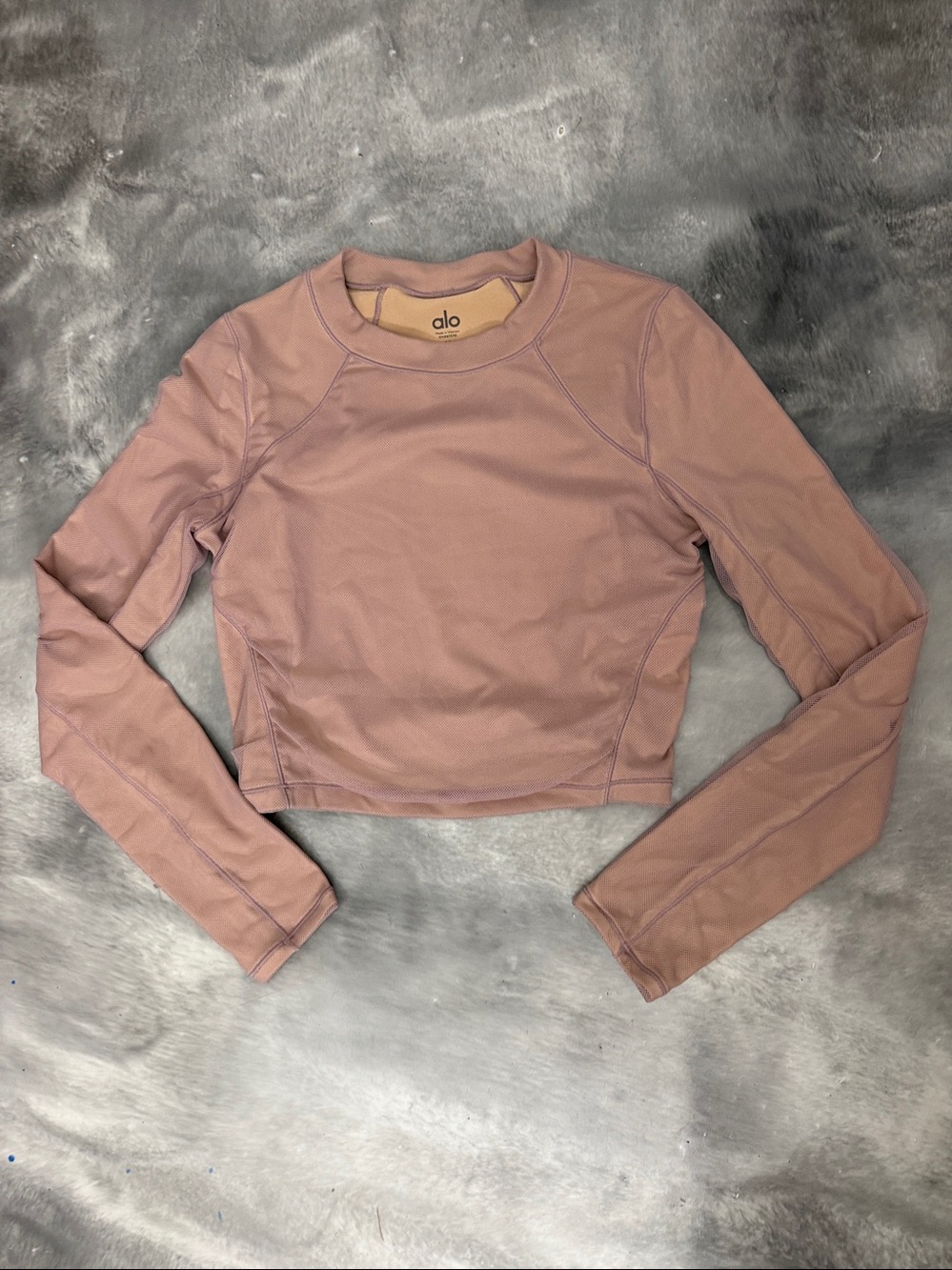 ALO Yoga Rare Mesh  Long Sleeve Fitted Crop Top